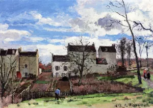 Houses on a Hillside, Winter, near Louveciennes Oil painting by Camille Pissarro