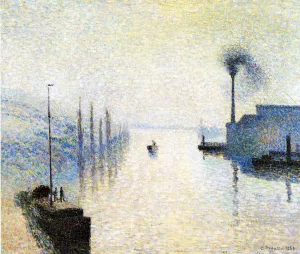 Ile Lacruix, Rouen: Effect of Fog by Camille Pissarro - Oil Painting Reproduction