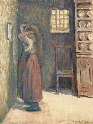 Jeune Paysanne Se Coiffant by Camille Pissarro Oil Painting