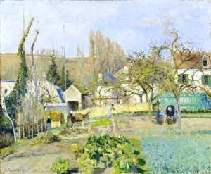 Kitchen Garden at l'Ermitage, Pontoise by Camille Pissarro - Oil Painting Reproduction