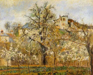 Kitchen Garden with Trees in Flower, Spring, Pontoise by Camille Pissarro Oil Painting