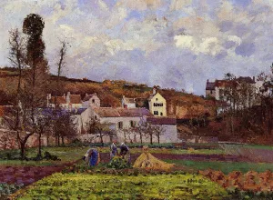 Kitchen Gardens at l'Hermitage, Pontoise by Camille Pissarro - Oil Painting Reproduction