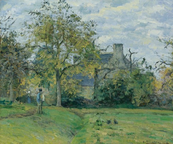 La Maison De Piette a Montfoucault  by Camille Pissarro - Hand-Painted Oil Painting Reproduction