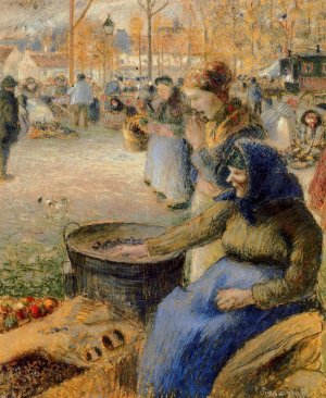 La Marchande de Marrons, Fiore de la St. Martin, Pontoise by Camille Pissarro Oil Painting
