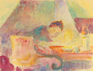 La Mere De L'artiste Au Lit by Camille Pissarro Oil Painting