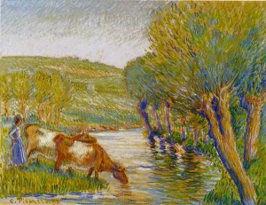 La Riviere aux Saules, Eragny by Camille Pissarro Oil Painting