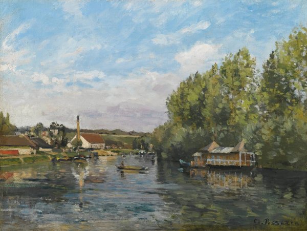 La Seine a Port-Marly  by Camille Pissarro - Hand-Painted Oil Painting Reproduction