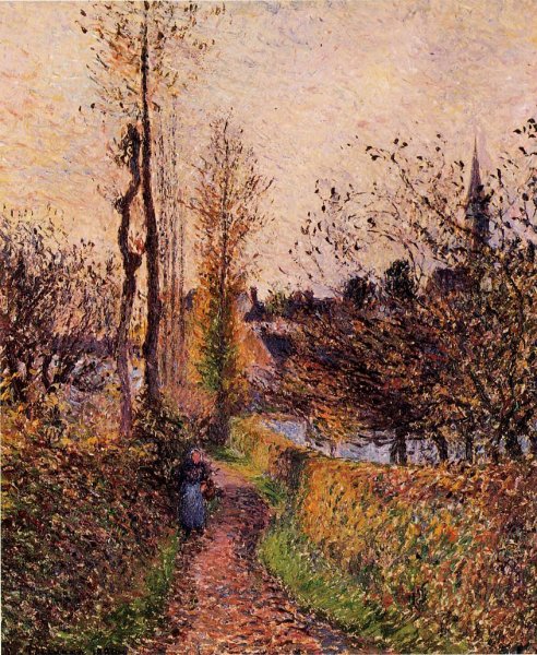 La Sentier de Basincourt by Camille Pissarro - Hand-Painted Oil Painting Reproduction