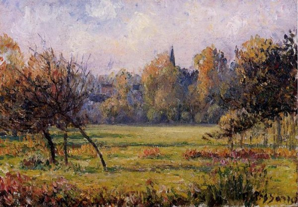 Landscape at Bazincourt by Camille Pissarro - Hand-Painted Oil Painting Reproduction