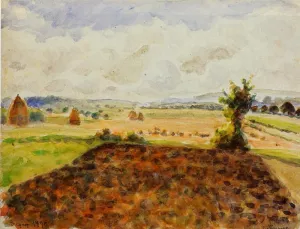 Landscape at Eragny, Clear Weather by Camille Pissarro - Oil Painting Reproduction