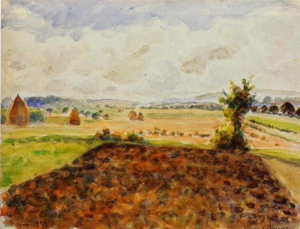 Landscape at Eragny, Clear Weather by Camille Pissarro - Hand-Painted Oil Painting Reproduction