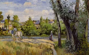 Landscape, Bright Sunlight, Pontoise by Camille Pissarro - Oil Painting Reproduction