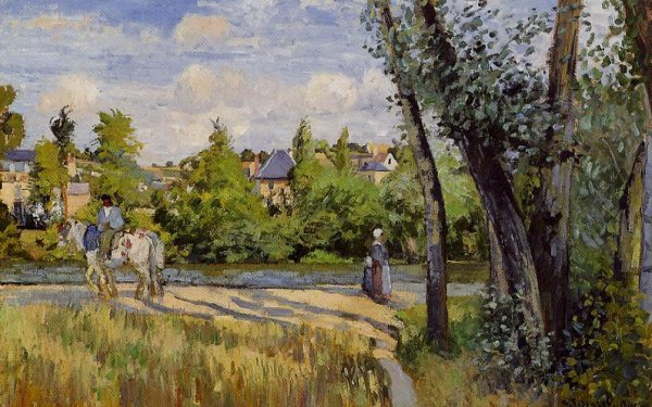 Landscape, Bright Sunlight, Pontoise by Camille Pissarro - Hand-Painted Oil Painting Reproduction