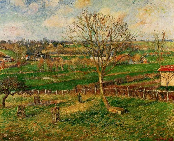 Landscape, Fields, Eragny by Camille Pissarro - Hand-Painted Oil Painting Reproduction