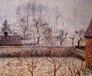 Landscape, Frost and Fog, Eragny by Camille Pissarro Oil Painting