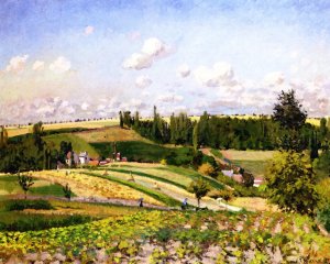 Landscape, Harvest, Pontoise by Camille Pissarro Oil Painting