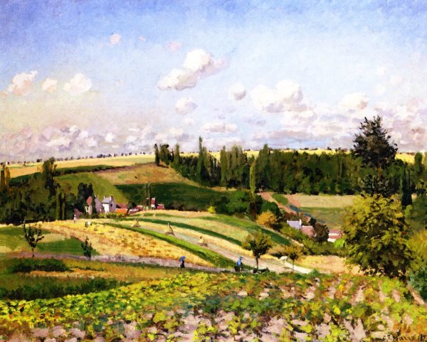 Landscape, Harvest, Pontoise by Camille Pissarro - Hand-Painted Oil Painting Reproduction