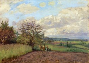 Landscape with a Cowherd Oil painting by Camille Pissarro