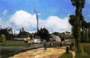 Landscape with Factory by Camille Pissarro Oil Painting
