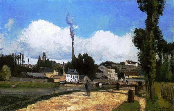 Landscape with Factory by Camille Pissarro - Hand-Painted Oil Painting Reproduction
