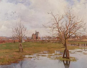 Landscape with Flooded Fields by Camille Pissarro Oil Painting