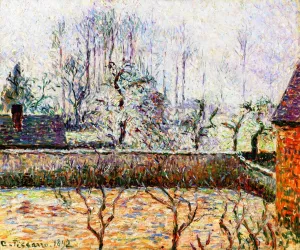 Landscape with Houses and Wall, Frost and Fog, Eragny Oil painting by Camille Pissarro