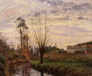 Landscape with Small Stream by Camille Pissarro Oil Painting