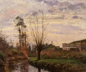Landscape with Small Stream by Camille Pissarro Oil Painting