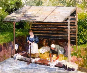 Laundresses at Eragny by Camille Pissarro - Oil Painting Reproduction