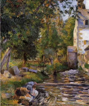 Laundry and Mill at Osny by Camille Pissarro Oil Painting