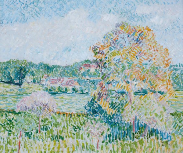 Le Grand Noyer a Eragny, Automne  by Camille Pissarro - Hand-Painted Oil Painting Reproduction