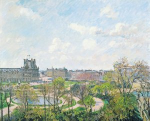 Le Jardin Des Tuileries Et Le Pavillon De Flore, Matin, Printemps by Camille Pissarro Oil Painting
