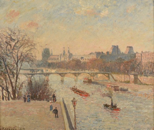 Le Louvre  by Camille Pissarro - Hand-Painted Oil Painting Reproduction