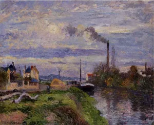 Le Quai du Pothuis a Pontoise Oil painting by Camille Pissarro