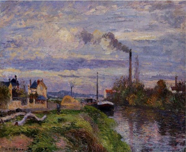 Le Quai du Pothuis a Pontoise by Camille Pissarro - Hand-Painted Oil Painting Reproduction