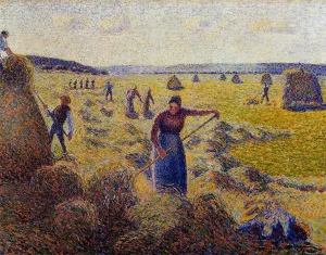 Le Recolte des Foins a Eragny by Camille Pissarro - Oil Painting Reproduction