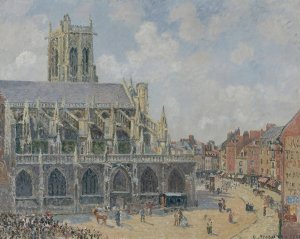 L'eglise Saint-Jacques a Dieppe, Matin, Soleil by Camille Pissarro Oil Painting