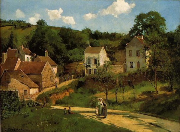 Main Product Photo of L'Hermitage at Pontoise Painting by Camille Pissarro