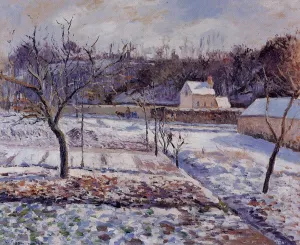 L'Hermitage, Pontoise: Snow Effect by Camille Pissarro - Oil Painting Reproduction