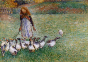 Little Goose Girl by Camille Pissarro Oil Painting