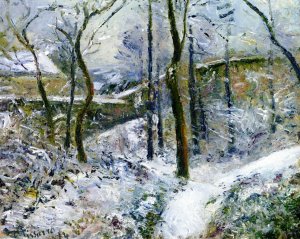 Lousy Weather, Pontoise, Snow Effect Oil painting by Camille Pissarro