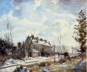 Louveciennes Road: Snow Effect by Camille Pissarro - Oil Painting Reproduction