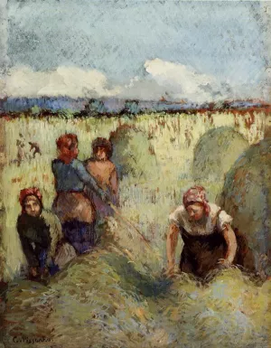 Making Hay by Camille Pissarro - Oil Painting Reproduction
