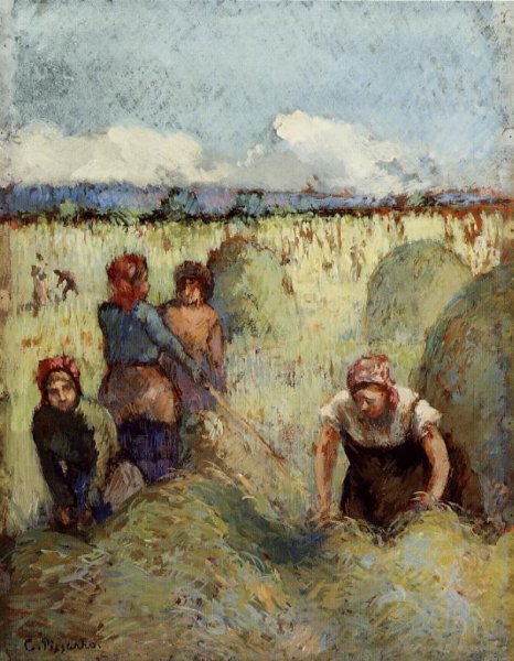 Main Product Photo of Making Hay Painting by Camille Pissarro
