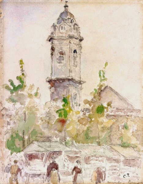 Main Product Photo of Marche  Painting by Camille Pissarro