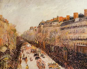 Mardi-Gras on the Boulevards by Camille Pissarro - Oil Painting Reproduction
