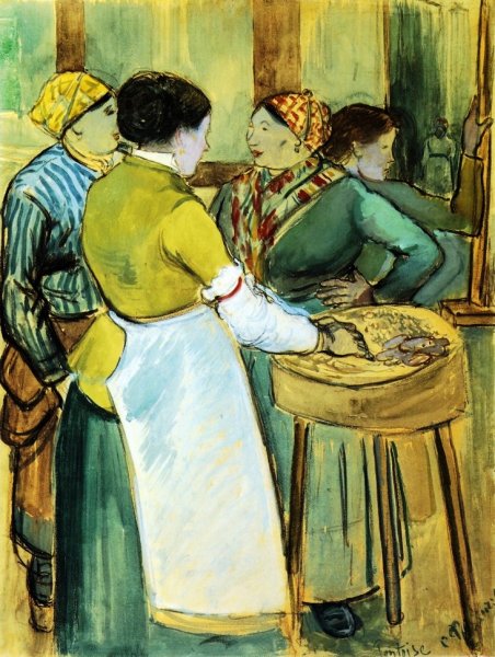 Market at Pontoise by Camille Pissarro - Hand-Painted Oil Painting Reproduction