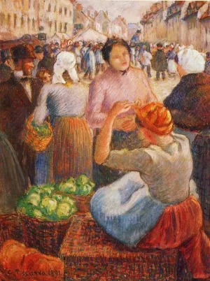 Marketplace, Gisors painting by Camille Pissarro
