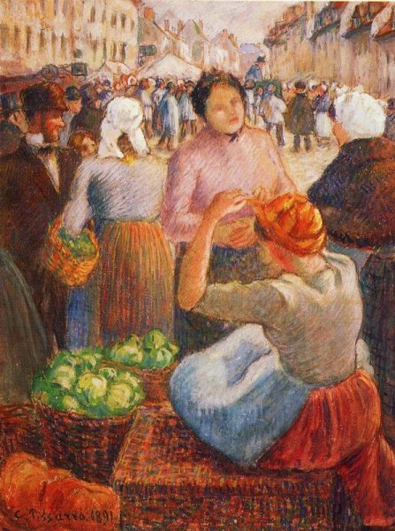 Main Product Photo of Marketplace, Gisors Painting by Camille Pissarro