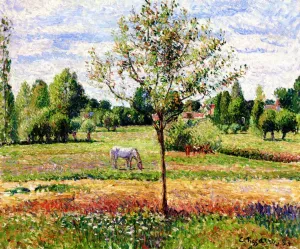Meadow with Grey Horse, Eragny by Camille Pissarro - Oil Painting Reproduction